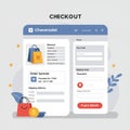 Online checkout page illustration featuring a mock interface. The design includes Royalty Free Stock Photo