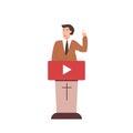 Online church pastor preaching video streaming vector