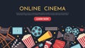 Online cinema elements banner concept Royalty Free Stock Photo