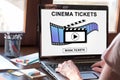 Online cinema tickets booking concept on a laptop screen
