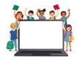 Online class on computer screen with kids Royalty Free Stock Photo