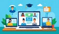 Online class with multiple students and instructors interacting Royalty Free Stock Photo