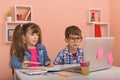 Online classes, teaching online. Kids learning online Royalty Free Stock Photo