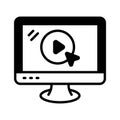Online classes and video based learning, glyph icon of video lecture Royalty Free Stock Photo