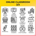 Online classroom icon set