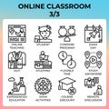 Online classroom icon set