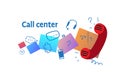 Online client support service call center concept sketch doodle horizontal Royalty Free Stock Photo