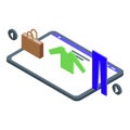 Online cloth shop icon, isometric style