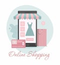 Online clothes shopping, e-commerce sales, digital marketing concept.