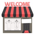 Online Clothing Shop Window Display, Flat Vector Logotype