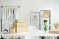 Online clothing store small warehouse.