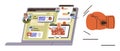 Online Collaboration and Communication Challenges Illustrated with Laptop Interface and Boxing Glove Royalty Free Stock Photo