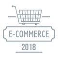 Online commerce logo, simple gray style