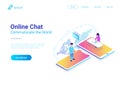 Online Communication Chat isometric. People talkin