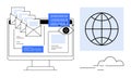 Online Communication and Data Privacy Concept with Emails, Binary Code, and Internet Symbol Royalty Free Stock Photo