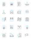 Online communication linear icons set. Messaging, Chatting, Texting, Emailing, Videoconferencing, Skype, Zoom line