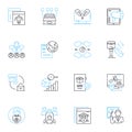 Online communication linear icons set. Messaging, Chatting, Texting, Emailing, Videoconferencing, Skype, Zoom line