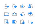 Online communication technology color line icons set