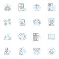 Online company linear icons set. E-commerce, Digital, Marketplace, Virtual, Internet, Retailer, Platform line vector and