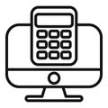 Online computer calculator icon outline vector. Record keeping