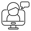 Online computer speech icon outline vector. Influencer message Royalty Free Stock Photo