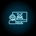 Online, computer, wars blue neon icon. Simple thin line, outline of esport icons for ui and ux, website or mobile