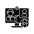 Online conference black glyph icon