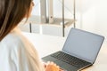 Online conference business webinar woman laptop