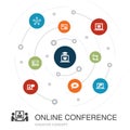 Online conference colored circle concept