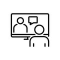 Black line icon for Online Conference, meeting room and webcam Royalty Free Stock Photo