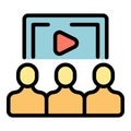 Online conference icon vector flat