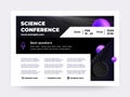 Online conference invitation. Webinar banner, scientific event web announcement. Digital training or business seminar