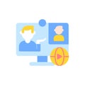 Online conference vector flat color icon Royalty Free Stock Photo