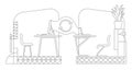 Online connection outline vector illustration