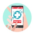 Online consultation with doctor. Sign in button