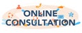 Online consultation typographic header. Research and recommendation.