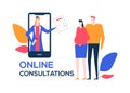 Online consultations - colorful flat design style illustration