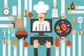 Online cooking training design flat