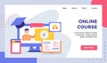 Online course concept campaign for web website home homepage landing page template banner with flat style.