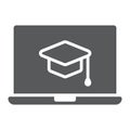 Online Course glyph icon, e learning and education Royalty Free Stock Photo