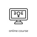 Online course icon. Trendy modern flat linear vector Online course icon on white background from thin line E-learning and Royalty Free Stock Photo