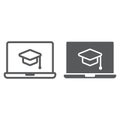 Online Course line and glyph icon, e learning Royalty Free Stock Photo