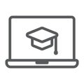 Online Course line icon, e learning and education Royalty Free Stock Photo