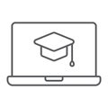 Online Course thin line icon, e learning