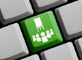 Online course or virtual classroom - Green computer keyboard 3D illustration Royalty Free Stock Photo