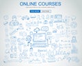 Online Courses concept with Business Doodle design style: