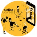 Online courses, education, training concept