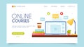 Online courses. Landing page concept. Flat design Royalty Free Stock Photo