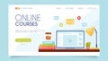 Online courses. Landing page concept. Flat design Royalty Free Stock Photo