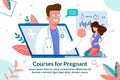 Online Courses for Pregnant Woman Vector Banner